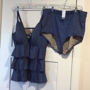 Layne Bryant by Cacique matching tankini & brief!   Beautiful lite blue color